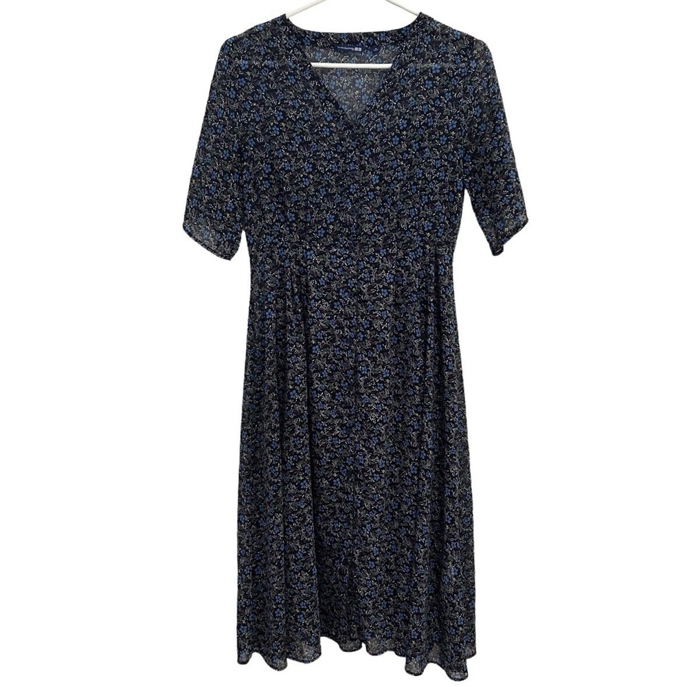 Studio Sanderson Uniqlo Chiffon Micro Floral Print Short Sleeved Dress M